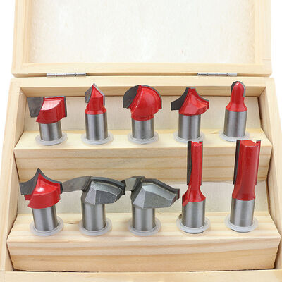 10 Stück Set 12mm Holzbearbeitung Fräsmaschinen Holzbox-Sets Trimmen Endmühle Gerade Kanten Router Bit mit abgerundeten Ecken