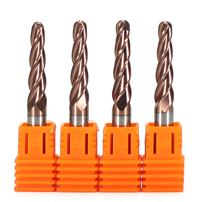 Goede prijs Hoogwaardige aanpasBae karbide 4Fluit 6mm R 1.0 CNC-graverende bit voor houtbewerking freesmachines Conic ballen neus eind molen online