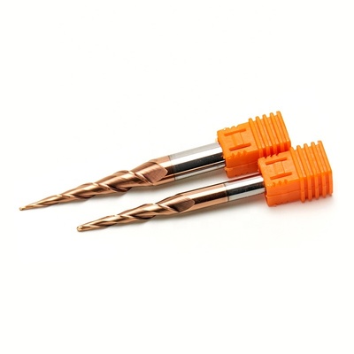 Good price CNC Router Bits HRC55 R0.5*D4*15*50L*2F Tapered Ball Nose End Mill Engraving Grinding Bit 3D Woodworking Milling Cutter Tool online