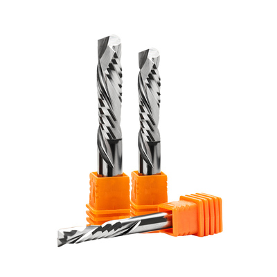 Giá tốt Mũi phay xoắn ốc nén Carbide Cnc 1/8 1/4 3/8 cho gỗ, mũi phay nén cắt 8mm, dao cắt Cnc, mũi phay đầu nén lên xuống trực tuyến