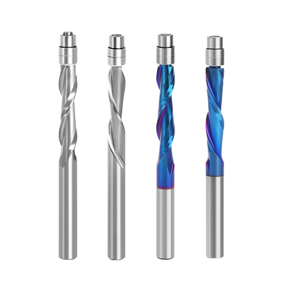 Good price Hot Selling Carbide 1/4'' 1/2'' Shank Nano Coating up Down Cut Spiral Bit Compression Flush Trim Router Bit Wood With Bearing online