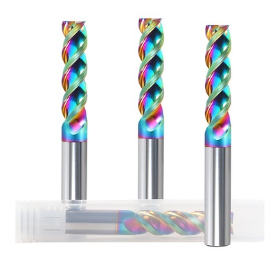 Prezzo buono Fresa a forma di U a 65 gradi per alluminio, 3 taglienti, rivestimento DLC colorato, fresa in acciaio al tungsteno per fresatura dell'alluminio in linea