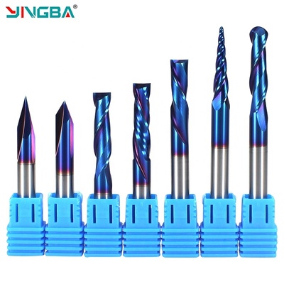 Хорошая цена Твердосплавная нано-синяя фреза YingBa Tungsten Steel 1/2 1/4 для деревообработки, производства наборов инструментов, фрезерования онлайн