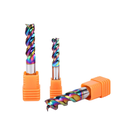 Good price High Temperature Resistance Rainbow Color DLC Coating Colorful U-Groove 3 Flutes Endmill Precision Safety Milling Cutters online