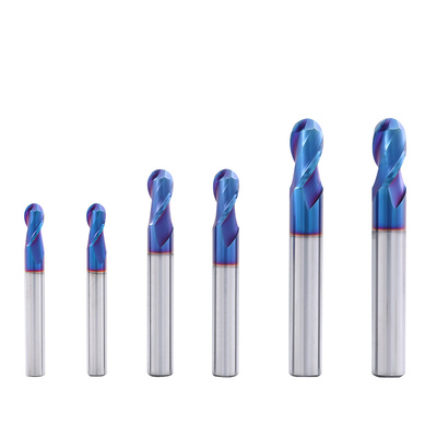 Un bon prix. Fraise en bout à boule en spirale en carbure monobloc à 2 flûtes HRC55 65 de haute qualité du fabricant pour la sculpture du métal OEM en ligne