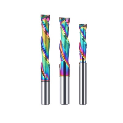 Prezzo buono Produttore Vendita Calda HRC 60 DLC Rivestimento Up&Down Cut Bit Bit di Compressione Fresa a Spirale in Carburo 4mm Frese Cnc Legno in linea