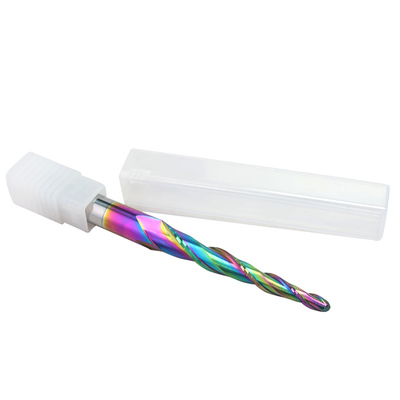 Dobra cena Nowy model wielobarwne powłoki 2 płytki zębki kula nosa DLC HRC55 Solid Carbide końcowe młyny do rzeźby drewna narzędzia cięcia używane w Internecie