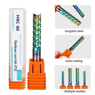 Un buen precio. Hotsale Bara dura 6 flautas 25° ángulo hélice Nano recubrimiento de maíz cortador de molienda de carburo sólido CNC madera para PVC y nylon en línea