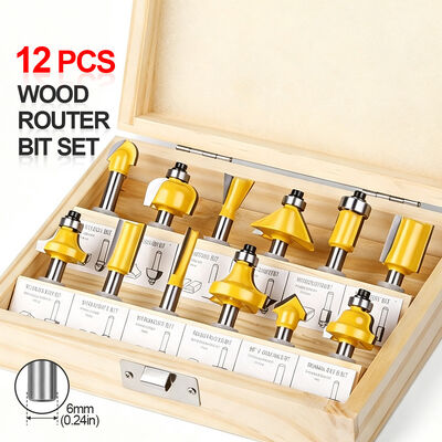 Качество 12 PCS 6mm Шанк Деревянный маршрутизатор Бит набор Фабрика