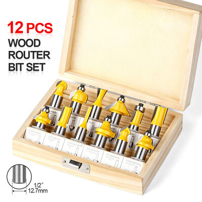 Καλή τιμή 12 PCS High Precision Tungsten Carbide Wood Router Bit Set με 1/2 Σκανκ για ξυλουργική εργασία σε απευθείας σύνδεση