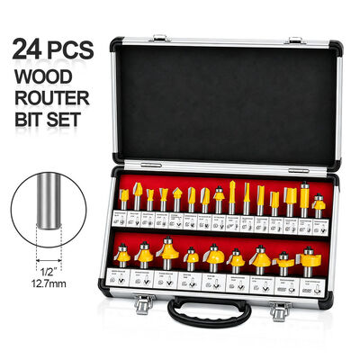 Chất lượng 24 miếng 1/2 "Shank Wood Router Bit Set Nhà máy